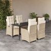 vidaXL Set comedor de jard&iacute;n 5 pzas con cojines rat&aacute;n sint&eacute;tico beige