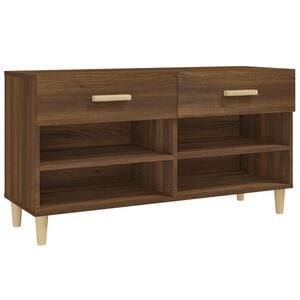 vidaXL Zapatero madera contrachapada marr&oacute;n roble 102x35x55 cm