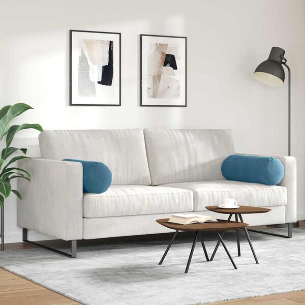 vidaXL Cojines Bolster 2 pcs Azul &Oslash; 25 x 70 cm Tela de pana