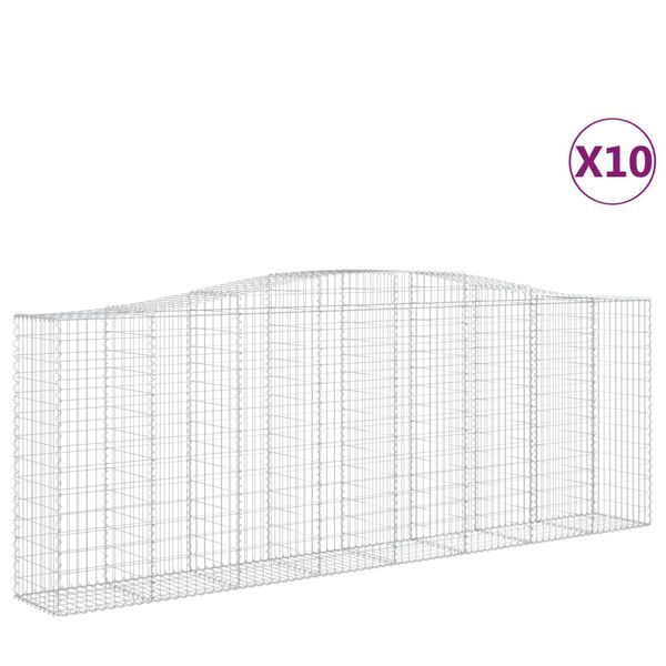 vidaXL Cestas gaviones 10 uds forma de arco hierro 400x50x140/160 cm