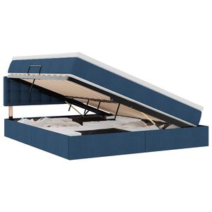 vidaXL Cama con almacenamiento y LED con LED Azul 180 x 200 cm tela
