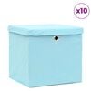 vidaXL Caja de almacenaje con tapa 4 uds tela azul celeste 32x32x32 cm