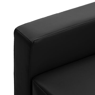 vidaXL Sofá de 3 plazas cuero sintético negro