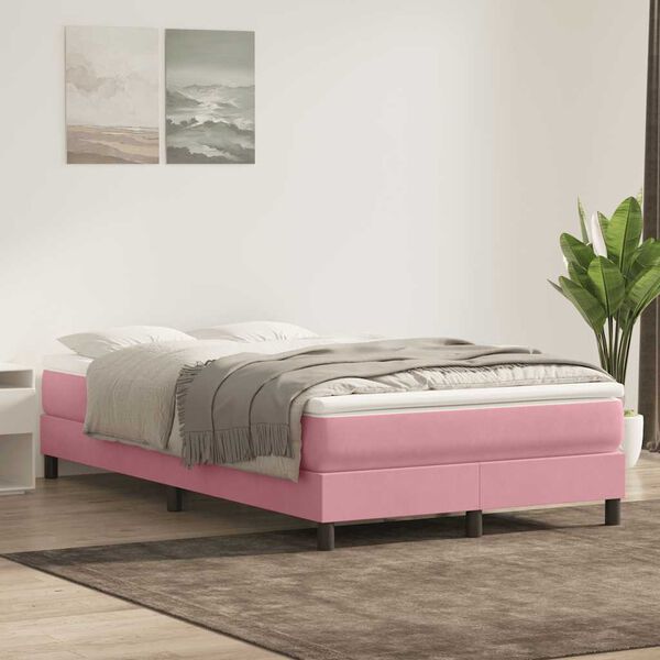 vidaXL Cama box spring con colchón terciopelo rosa 120x210 cm