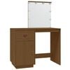 vidaXL Mesa tocador LED madera maciza pino marr&oacute;n miel 95x50x133,5 cm