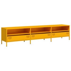 vidaXL Mueble TV acero laminado en fr&iacute;o amarillo mostaza 202x39x43,5cm