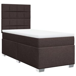 vidaXL Cama box spring con colch&oacute;n tela marr&oacute;n oscuro 80x200 cm