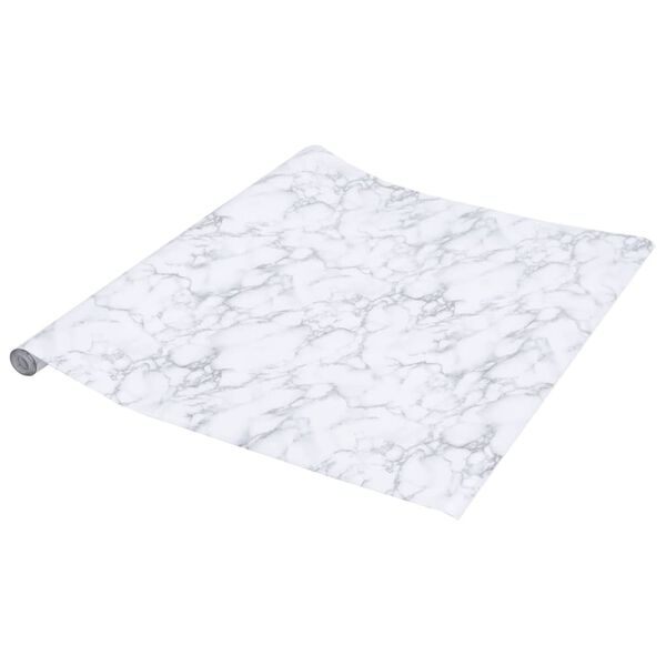 vidaXL Pegatina de mueble autoadhesiva PVC blanco m&aacute;rmol 90x500 cm