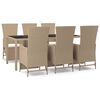 vidaXL Set comedor de jard&iacute;n 7 pzas con cojines rat&aacute;n sint&eacute;tico beige
