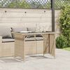 vidaXL Mesa de jard&iacute;n superficie de vidrio rat&aacute;n PE beige 110x68x70 cm
