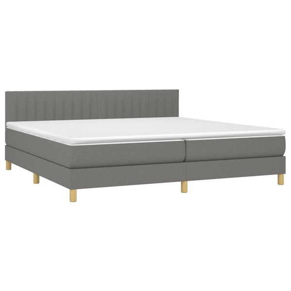 vidaXL Cama box spring con colch&oacute;n tela gris oscuro 200x200 cm