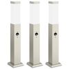 vidaXL Balizas luminosas con sensor, 3 unidades, 50 cm, acero inoxidable, IP44