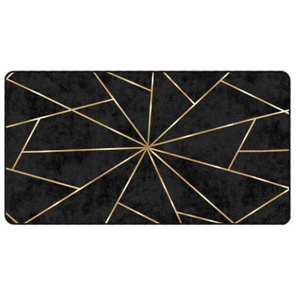 vidaXL Alfombra lavable antideslizante negro y dorado 80x150 cm