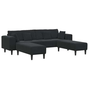vidaXL Sof&aacute; 3 uds. Negro Terciopelo