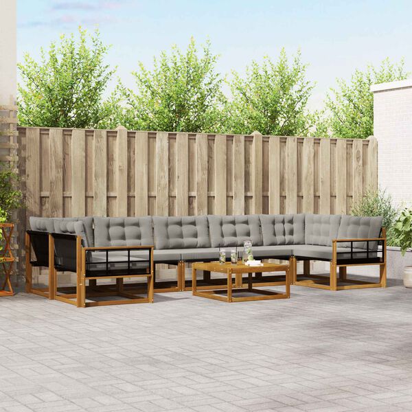 vidaXL Conjunto de sof&aacute;s de exterior 8 pcs Gris Natural y Claro