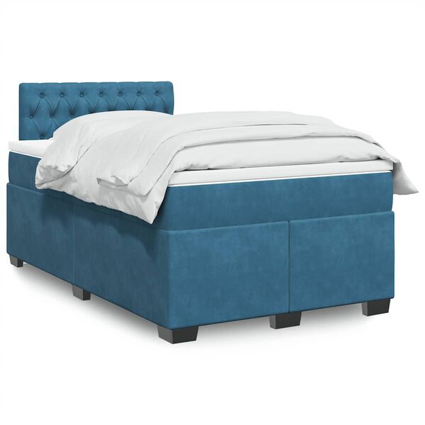 vidaXL Cama box spring con colch&oacute;n terciopelo azul 120x190 cm