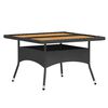 vidaXL Set comedor jard&iacute;n 5 pzas rat&aacute;n sint&eacute;tico y madera acacia negro