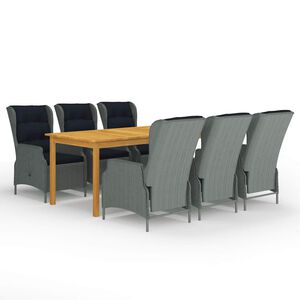 vidaXL Juego de comedor para jard&iacute;n de 7 piezas gris claro