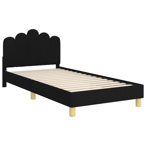 vidaXL Cama para ni&ntilde;os con cabecero Negro 90 x 190 cm tela