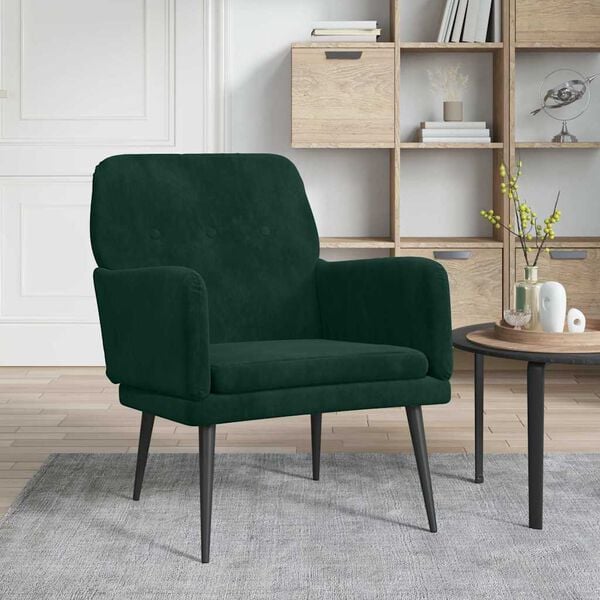vidaXL Sill&oacute;n de terciopelo verde oscuro 62x79x79 cm