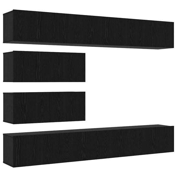 vidaXL Conjunto de mueble de TV 6 pcs Roble Negro Madera de ingenier&iacute;a