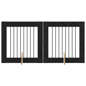vidaXL Puerta de perro con soportes 2 pcs Roble Negro 80 x 80 cm