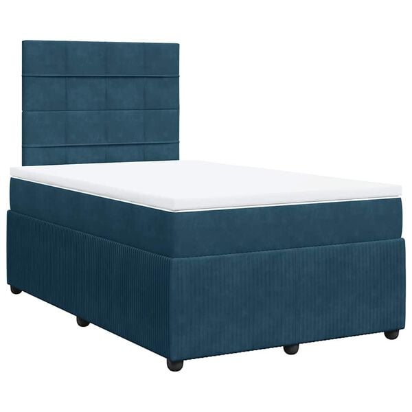vidaXL Cama box spring con colch&oacute;n terciopelo azul 120x200 cm