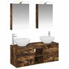 vidaXL Juego de muebles de ba&ntilde;o 5 pcs Roble Ahumado
