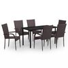 vidaXL Juego de comedor de jard&iacute;n 7 piezas negro y marr&oacute;n