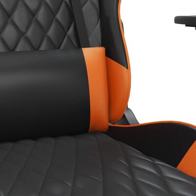 vidaXL Silla gaming de masaje cuero sintético negro y naranja