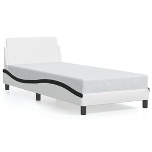 vidaXL Estructura de cama Dover cuero sintético blanco negro 90x200 cm