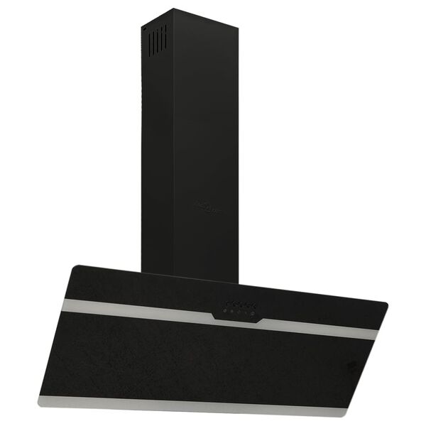 vidaXL Campana extractora pared acero y vidrio templado negro 90 cm