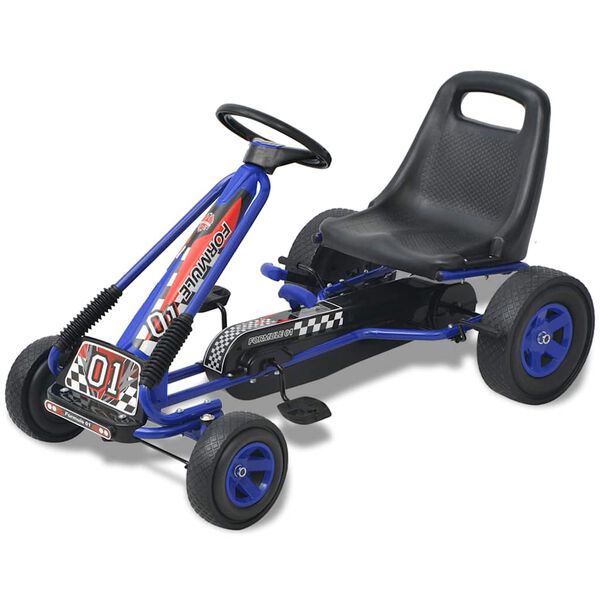 vidaXL Kart con pedales asiento ajustable azul