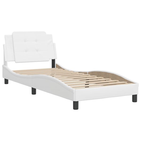 vidaXL Estructura de cama sin colch&oacute;n Zadar cuero sint&eacute;tico blanco 90x190 cm