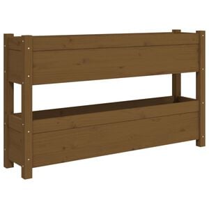vidaXL Jardinera de madera maciza de pino marr&oacute;n miel 112x25x66 cm