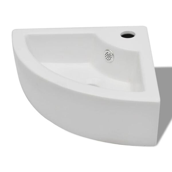 vidaXL Lavabo con rebosadero blanco 45x32x12,5 cm