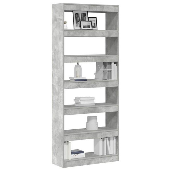 vidaXL Librer&iacute;a Gris Concreto 80 x 30 x 198 cm Madera de ingenier&iacute;a