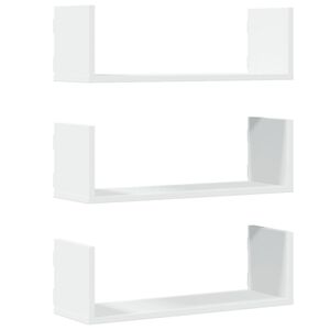 vidaXL Estantes de pared 2 uds madera ingenier&iacute;a blanca 58x18x18 cm