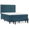 vidaXL Cama box spring con colch&oacute;n terciopelo azul oscuro 140x200 cm