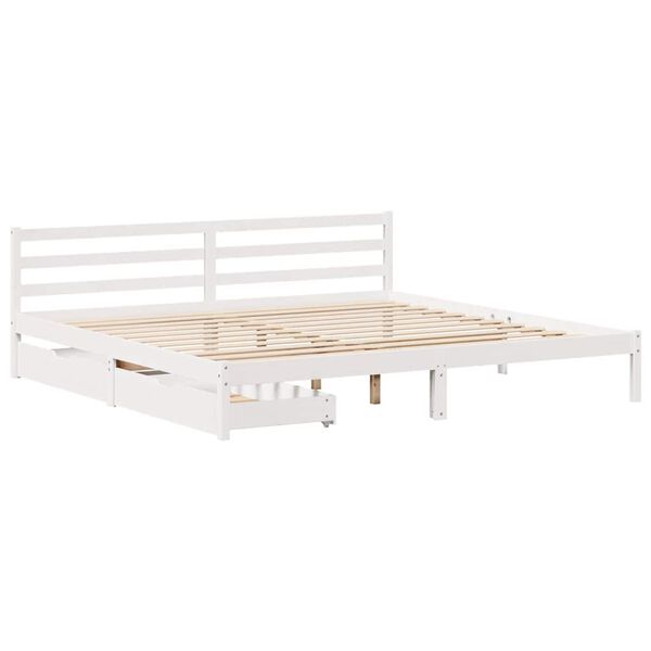 vidaXL Cama sin colch&oacute;n madera maciza de pino blanca 180x200 cm