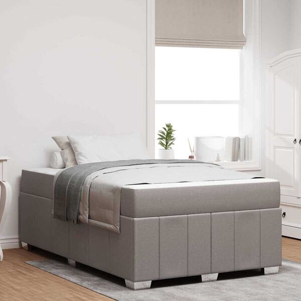 vidaXL Estructura de cama con colch&oacute;n Taup&eacute; 120 x 200 cm tela