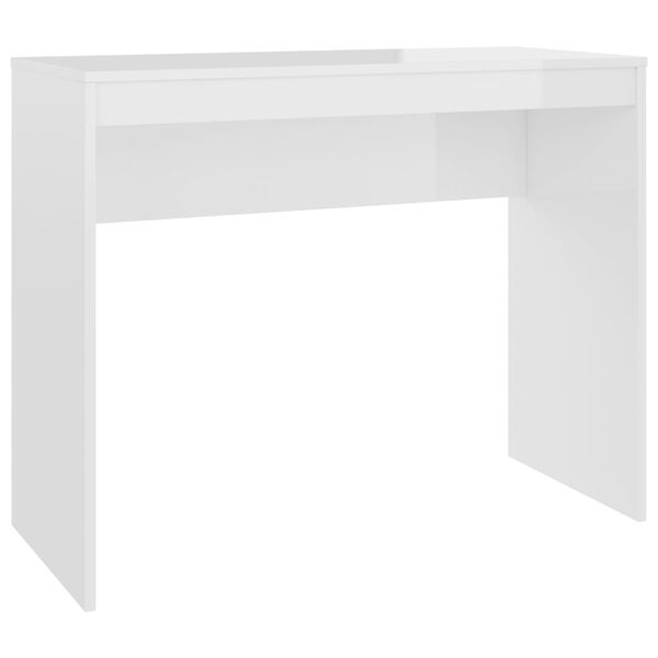 vidaXL Escritorio de madera contrachapada blanco brillo 90x40x72 cm