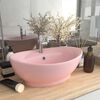 vidaXL Lavabo lujoso con rebosadero cer&aacute;mica rosa mate 58,5x39 cm