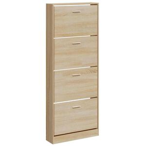 vidaXL Zapatero madera contrachapada color roble 59x17x150 cm