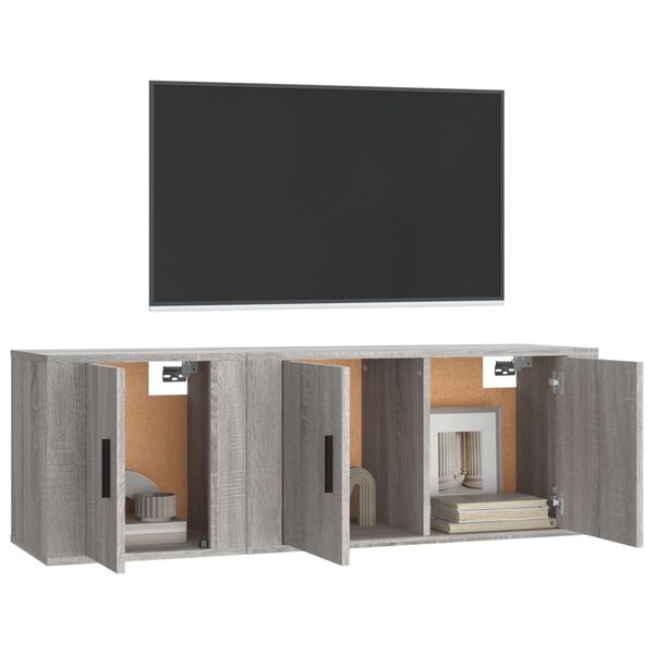vidaXL Set de muebles para TV 2 pzas madera contrachapada gris Sonoma