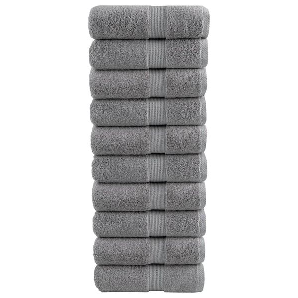 vidaXL Toallas de mano premium SOLUND, 10 uds, gris, 30 x 30 cm, 600 g/m&sup2;