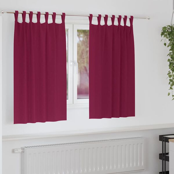 vidaXL Cortinas Opacas con Anillas 2 pcs Rojo vino 140 x 140 cm