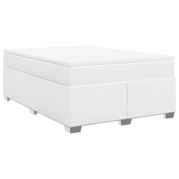 vidaXL Cama box spring con colch&oacute;n cuero sint&eacute;tico blanco 140x190 cm