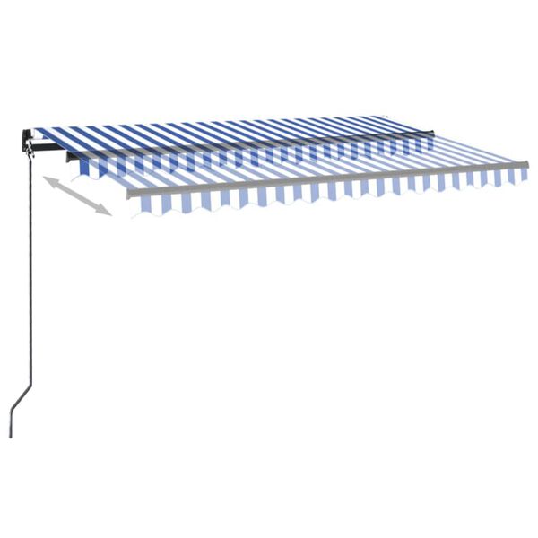 vidaXL Toldo automático LED sensor de viento azul y blanco 400x350 cm