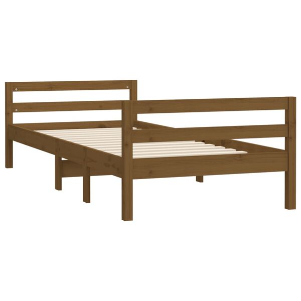 vidaXL Estructura de cama madera maciza de pino marr&oacute;n miel 75x190 cm
